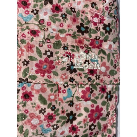 GIRLS OSHKOSH 12M PINK FLORAL SNOW PANTS BIB OVERALLS ZIP UP ADJ. STRAPS LINED - Picture 2 of 5